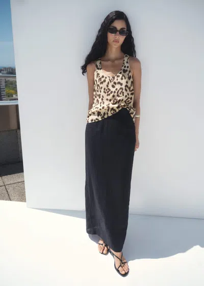 Mango Animal Print Fluid Top Beige In Sand