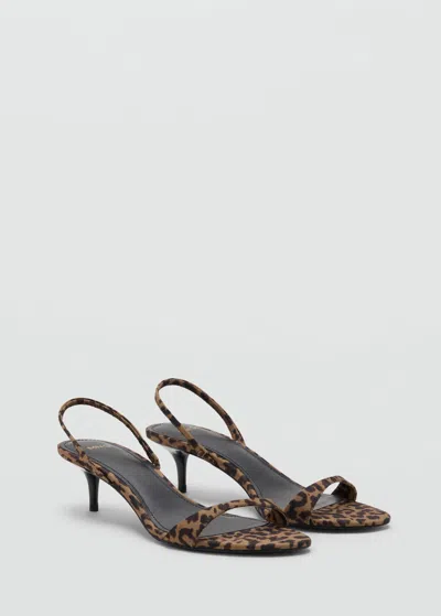 Mango Sandales Talon Imprimé Animal Marron - Femme - 40 -  In Brown