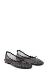 Mango Animal Print Mesh Ballerina Flat In Black