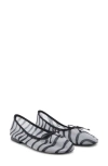 Mango Animal Print Mesh Ballerina Flat In White