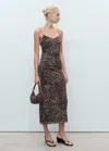 Mango Animal-print Midi-dress Brown