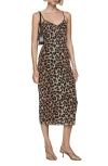 Mango Animal Print Midi Slipdress In Medium Brown