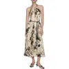 Mango Pleated Animal Print Dress Ecru In Ecru