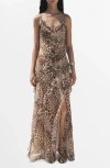 Mango Leopard-print Ruffle Dress With Opening Ecru In Neutral