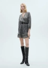Mango Animal-print Ruffled Dress Black In Black