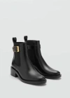 Mango Ankle Boots With Elastic Panel And Buckle Black In Black