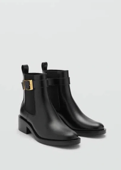 Mango Ankle Boots With Elastic Panel And Buckle Black