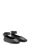 Mango Flat Shoes With Eyelet Ankle Strap In Black