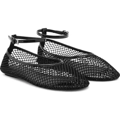 Mango Ankle Strap Ballet Flat In Black