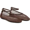Mango Ankle Strap Ballet Flat In Chocolate