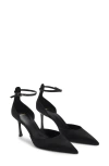 Mango Ankle Strap D'orsay Pointed Toe Pump In Black