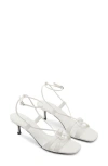 Mango Ankle Strap Kitten Heel Sandal In White
