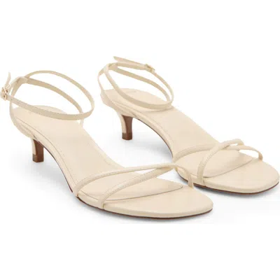 Mango Ankle Strap Kitten Heel Sandal In White