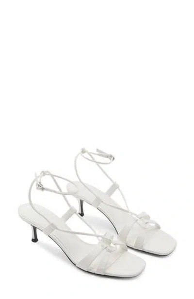Mango Ankle Strap Kitten Heel Sandal In White