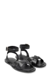 Mango Leather Cross Over Strap Detail Sandals In Black
