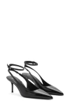 Mango Ankle Strap Pointed Toe Pump In Black