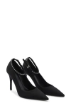 Mango Ankle Strap Pointed Toe Pump In Black