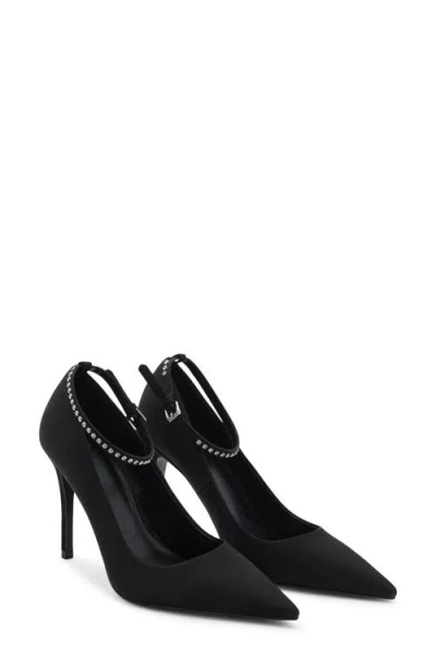 Mango Ankle Strap Pointed Toe Pump In Black