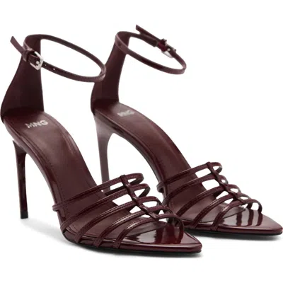 Mango Ankle Strap Pointed Toe Sandal In Burgundy