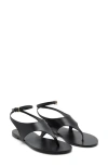 Mango Leather Strap Buckle Detail Sandal In Black