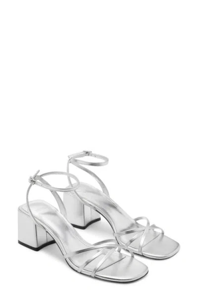 Mango Ankle Strap Sandal In Silver