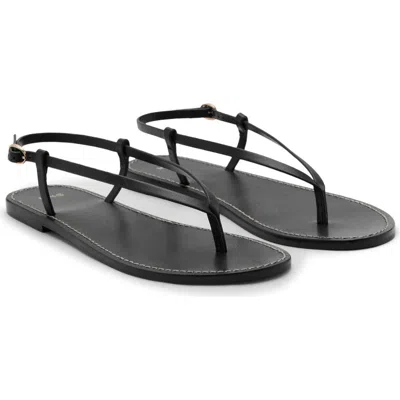 Mango Ankle Strap Thong Sandal In Black