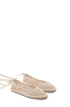 Mango Crochet Ballet Flats Ecru In Nude