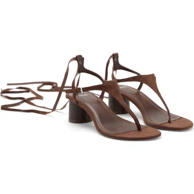 Mango Ankle Wrap Sandal In Brown