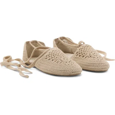 Mango Ankle Wrap Woven Sandal In Nude