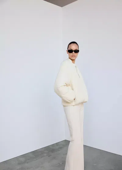 Mango Anorak Bomber Rembourré In Blanc Cassé