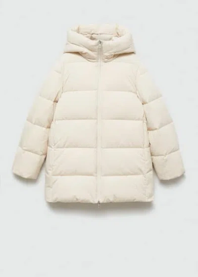 MANGO HOOD QUILTED COAT ECRU