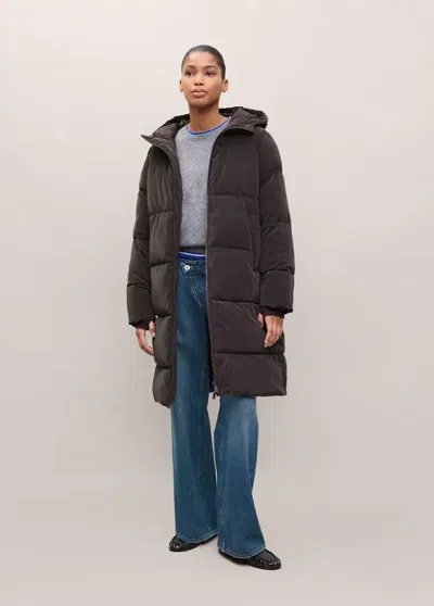 Mango Anorak Long Capuche Amovible In Marron