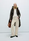 Mango Anorak Long Matelassé Capuche In White