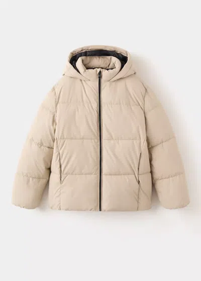Mango Kids' Anorak Matelassé À Capuche In Écru