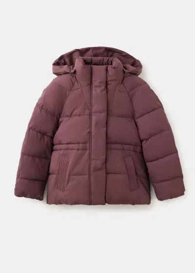 Mango Kids' Anorak Matelassé À Capuche In Pink
