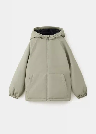 Mango Kids' Anorak Matelassé À Capuche In Green