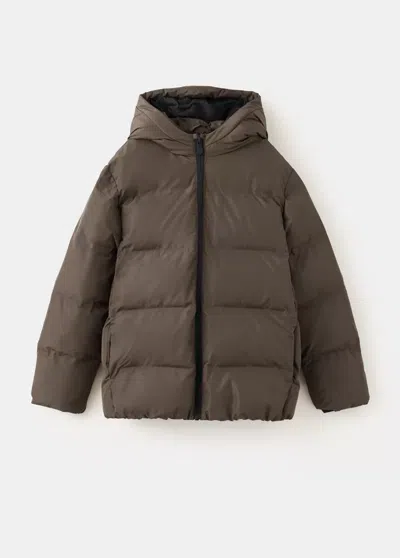 Mango Kids' Anorak Matelassé À Capuche In Marron