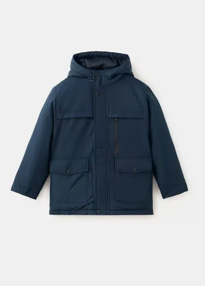 Mango Kids' Anorak Matelassé À Poches In Bleu Marine