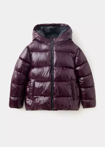 Mango Kids' Anorak Matelassé Brillant In Bordeaux