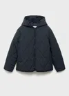 Mango Hood Quilted Coat In Black