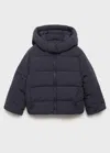 Mango Hood Quilted Coat In Black
