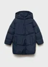 Mango Kids' Hood Quilted Coat In Blue