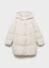 Mango Kids' Hood Quilted Coat In White