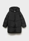 Mango Hood Quilted Coat In Black