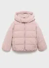 Mango Kids' Hood Quilted Coat In Pink