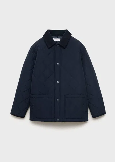 Mango Anorak Matelassé Col Chemise Bleu Marine - Enfants - 13-14 Ans -  Kids
