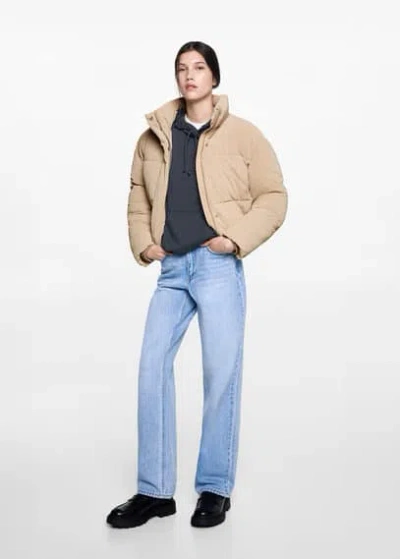 Mango Kids' Quilted Jacket Beige