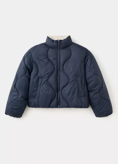 Mango Kids' Anorak Matelassé Imperméable À Losanges In Bleu Marine