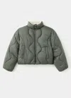 Mango Kids' Anorak Matelassé Imperméable À Losanges In Kaki