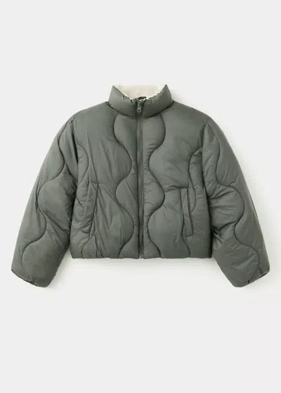 Mango Kids' Anorak Matelassé Imperméable À Losanges In Kaki